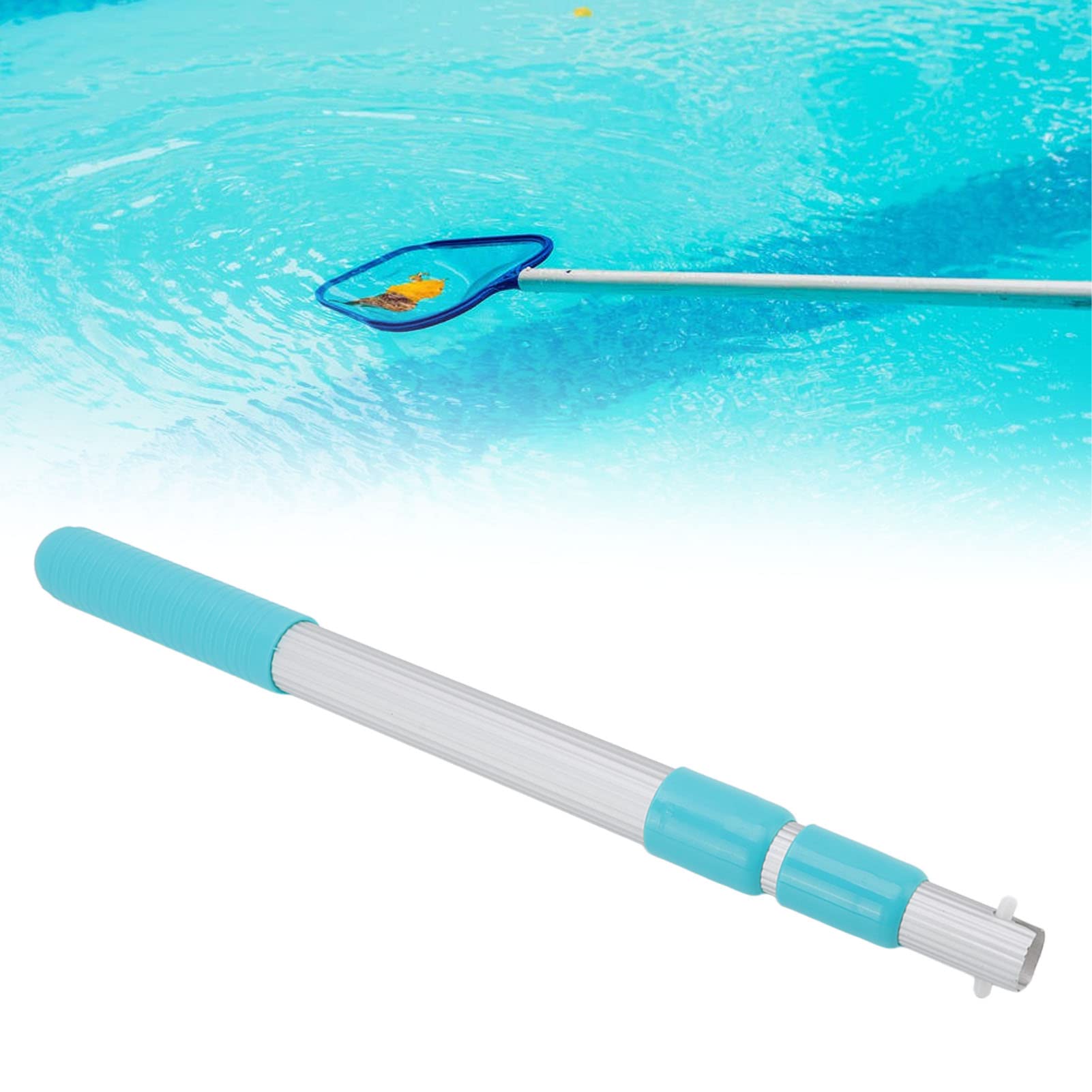 Luqeeg Perche de Piscine Télescopique, Perche Extensible en Aluminium à 3 Sections, Perche de Nettoyage de Piscine à Extension Réglable pour Filet D'écumoire, Brosse de Piscine, Tête D'aspiration
