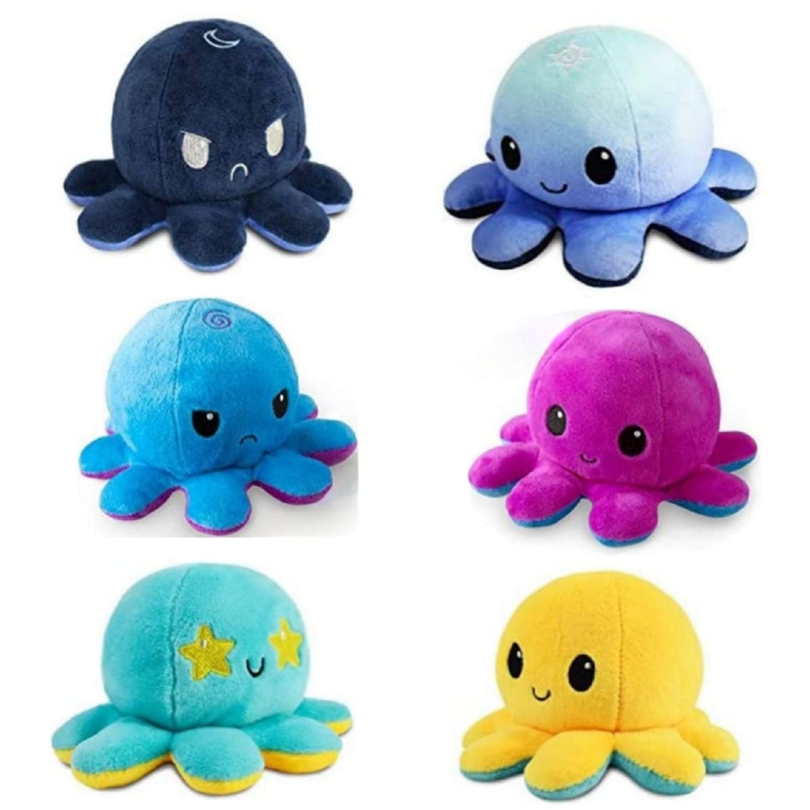 Grab Mantra Reversible Octopus Plush, Cute Stuffed Animals, Show your mood without saying a word!!, best gift , Glass Diamond shape Crystal Pearl Beads(stuff toy)