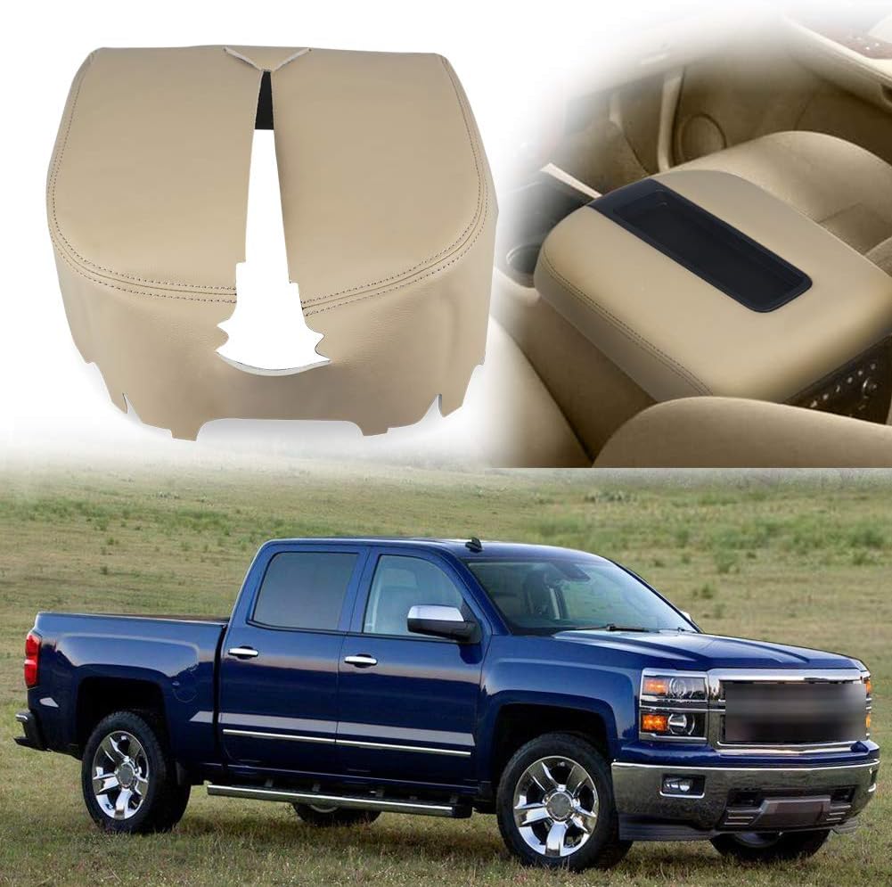 VANJING Compatible with Center Console Cover Armrest Chevy GMC Avalanche Silverado Tahoe Suburban Yukon Yukon XL Sierra 2007-2013 Leather Part Only