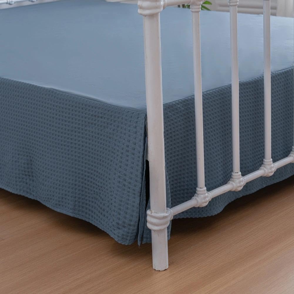 xuan dian Queen Bed Skirt, 16 Inch Drop with Split Corners, Blue