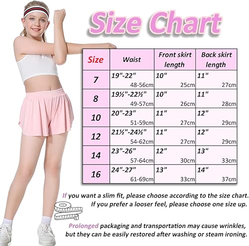 Miniatura 5 de 2-in-1 Girls Flowy Shorts with Spandex Liner Athletic Butterfly Shorts Kids Summer Running Tennis Sports