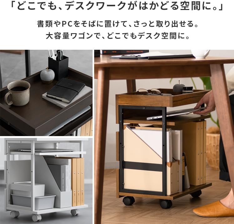Amazon.co.jp: サイドワゴン キャスター付き おしゃれ サイドデスク