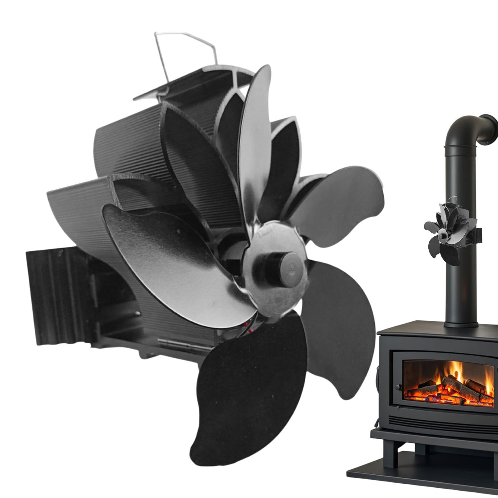 Ventilatore Per Stufa A Legna 5 Pale Non Elettrico Alimentato dal Calore | Ventilatore Per Stufa A Legna Utilizzabile con Stufe a Legna, Caminetti e Riscaldatori