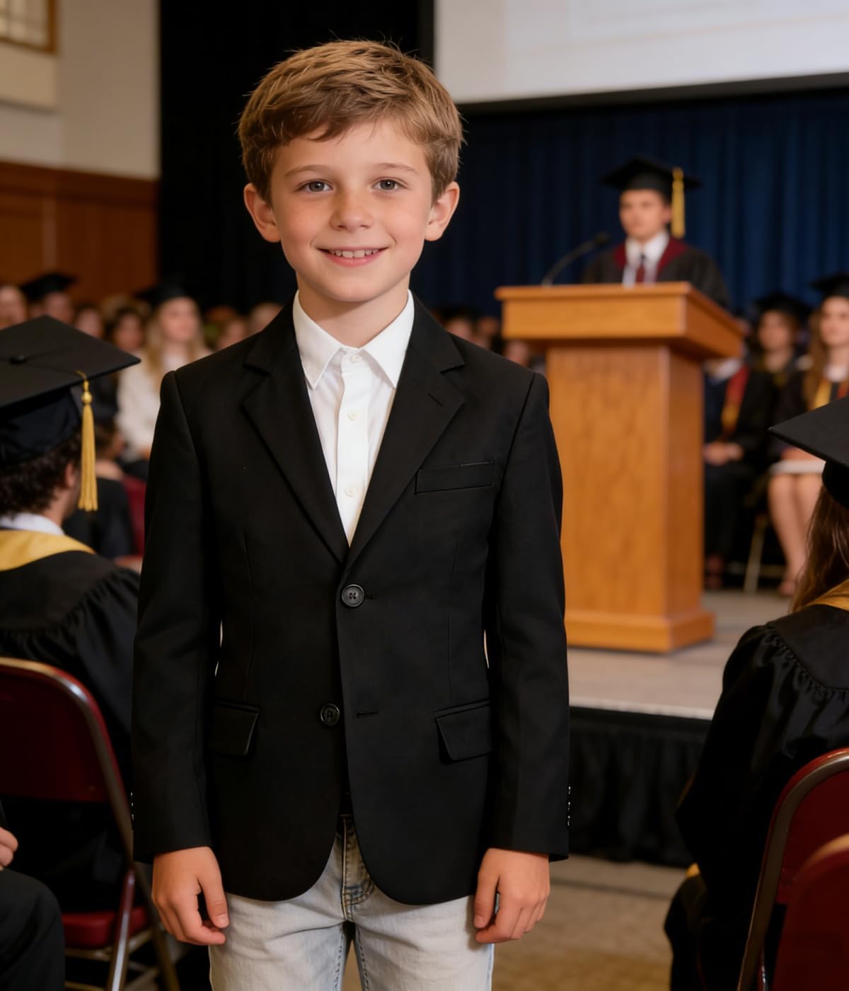 Boys' Blazer Suit Jacket Slim Fit Boys School Blazer Coat for Kids Formal Dinner Party Jacket