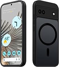 Tawarror Magnetic Case for Google Pixel 6a, Matte Translucent Mobile Phone Case, PC Back, Scratch-Resistant, Soft TPU Drop Protection, Shockproof, Anti-Fingerprint, Matte Thin Protective Case, Black