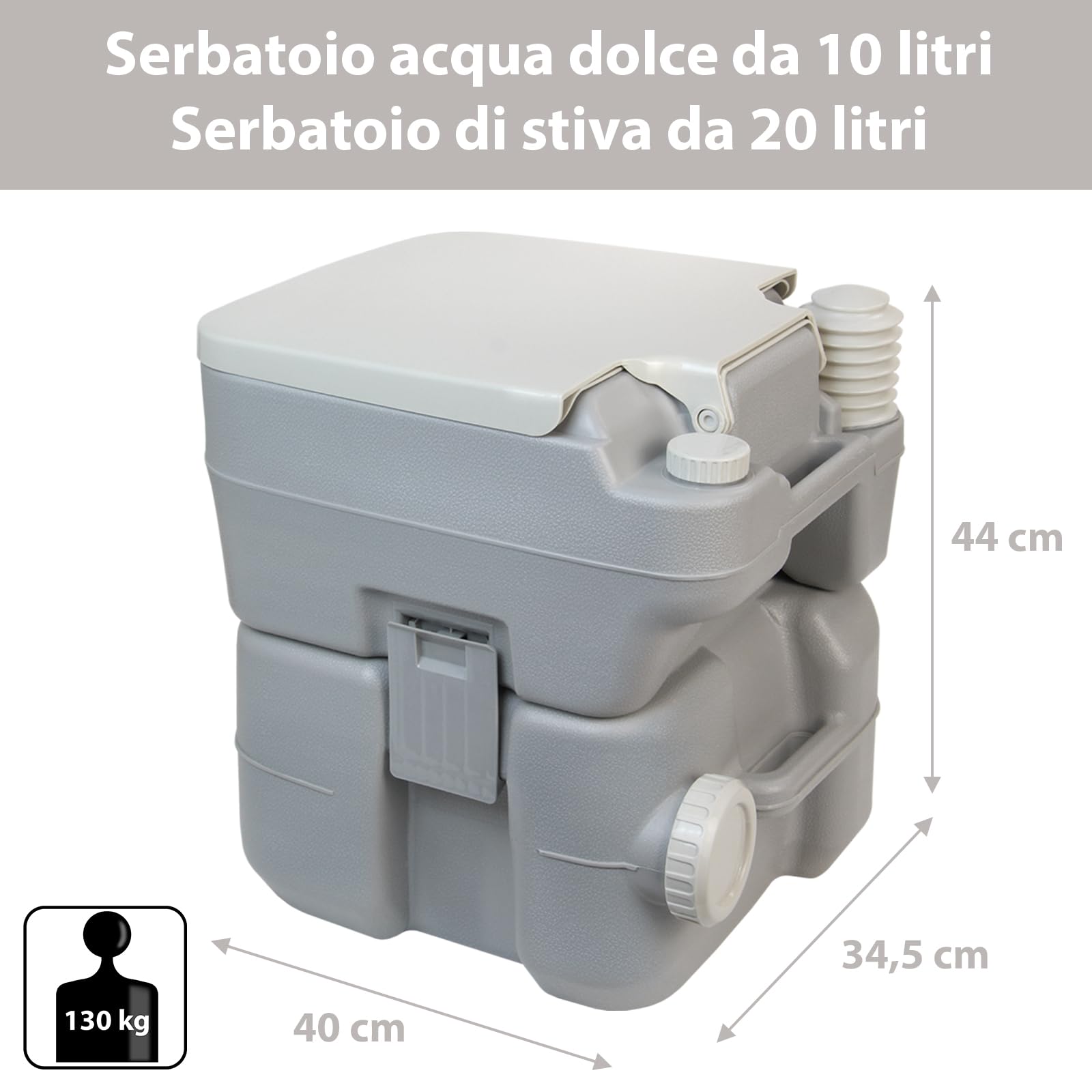 Montafox Toilette Portatile 20l WC Camper Bagno Chimico Gabinetto Campeggio