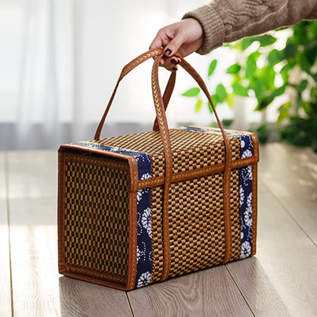 Cesta de picnic for tejer, soporte for frutas: cesta de pan de mano, postre, aperitivos, contenedor, nuez, organizador de repostería for cocina, viajes, recepción, suministros de comedor.(35X22X18CM)