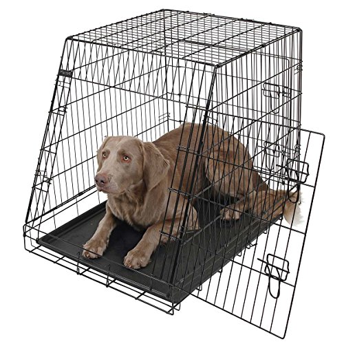 Kerbl Pet Gittertransportbox, Hundebox, schwarz, 75x52x61cm, zusammenklappbar, Metall, Hunde, mit Zwei Türen, für Reisen oder Zuhause