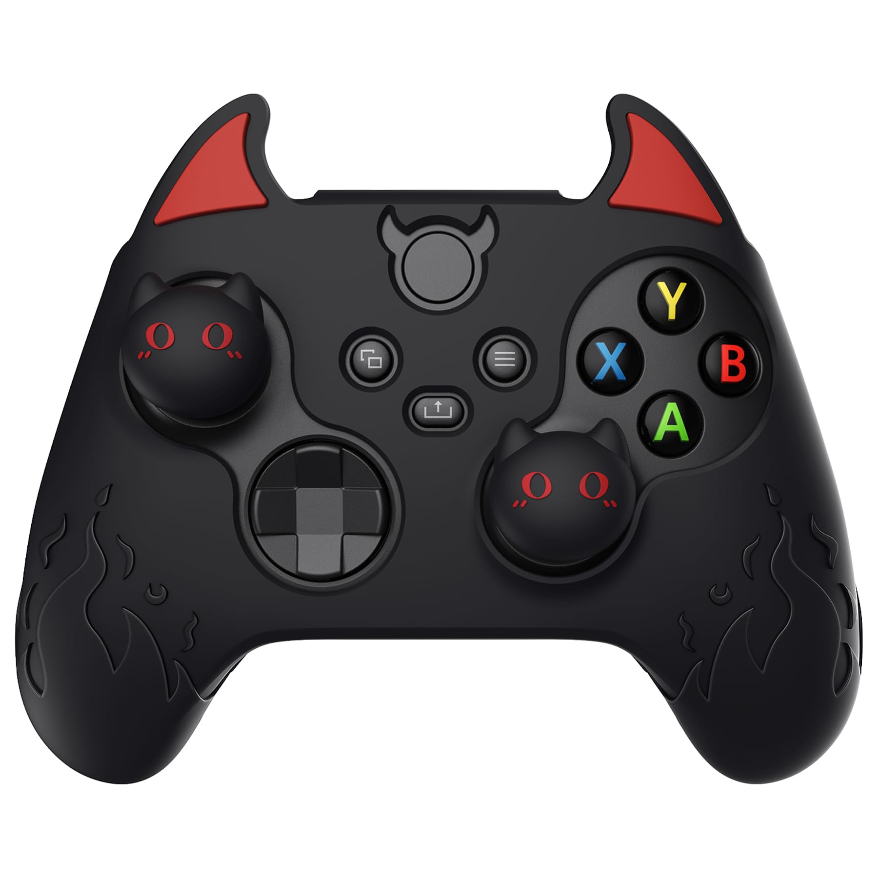 PlayVital 可愛い悪魔のスタイルシリコンカバーサムスティックキャップカバー付き、for xbox Series X、for xbox Series S、for xbox Core【ブラック】 - 2