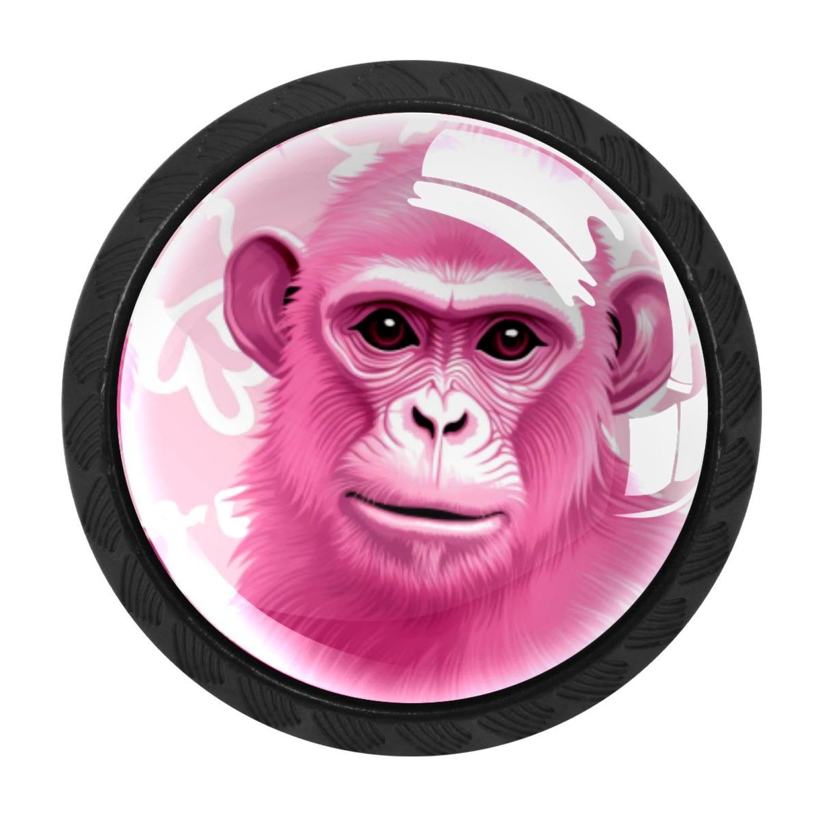 Chenzzzz Multicolored 07 4 Pack Black Pink Monkey Orangutan Kitchen Handles, Cabinet Pulls Hardware For Cupboard Drawer Knobs Dresser Pulls