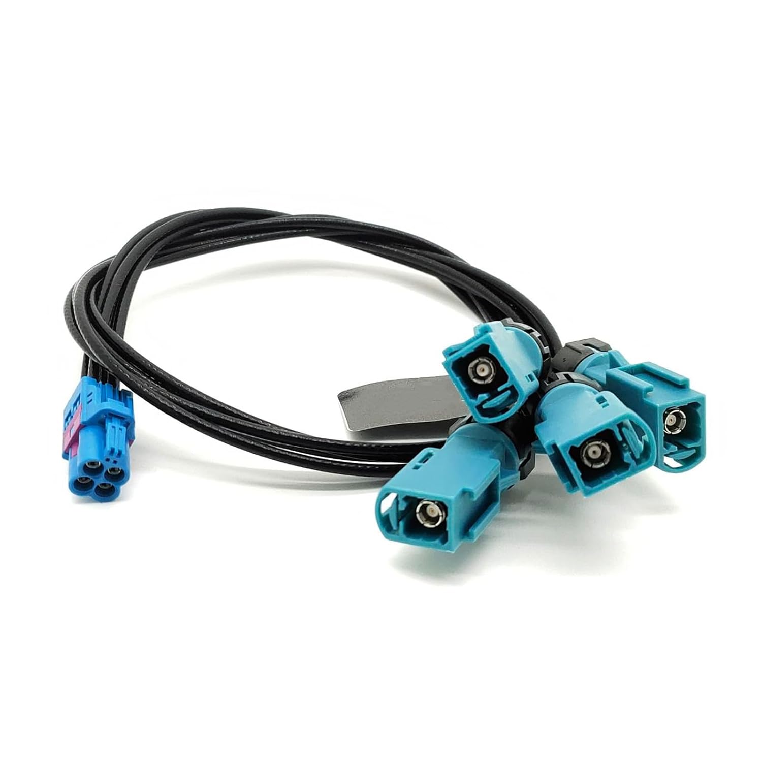 FAKRA Z Waterproof Straight Female Four Ports to Mini 4 in 1 Female Vehicle LVDS Cable Adapter RF Coaxial Extension RG316 50CM（Compatible with Rosenberger）