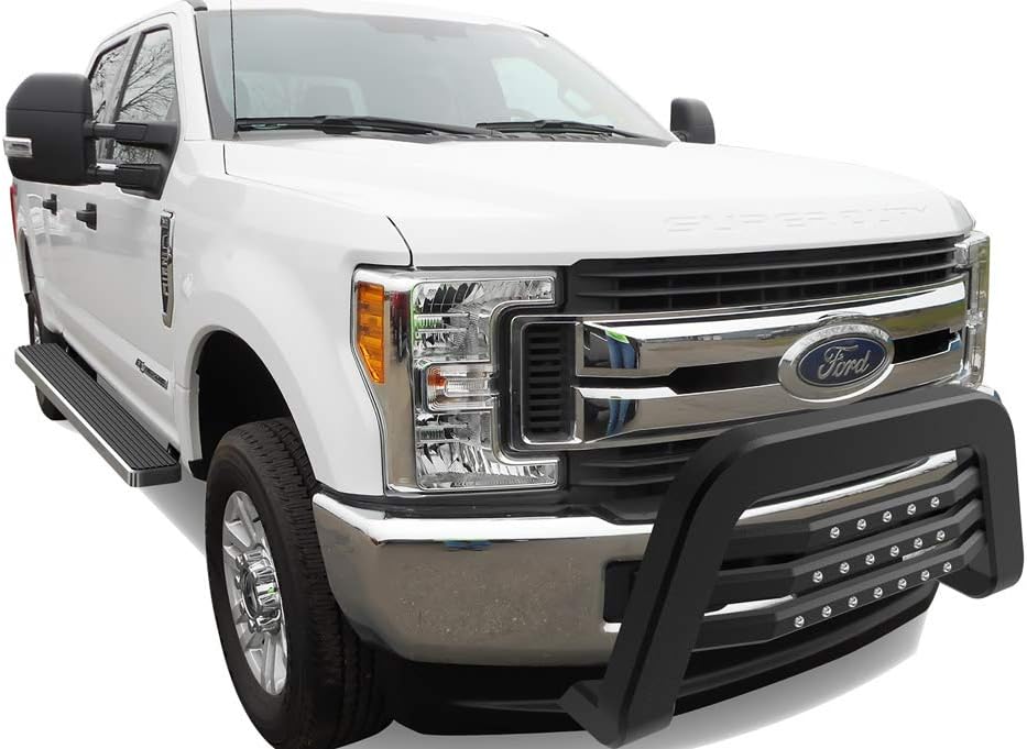 APS Unique Rivet Bull Bar Compatible with 2017-2018 Super Duty | Front Bar | Bull Bar | Front Brush Bumper | Grille Guard | Black