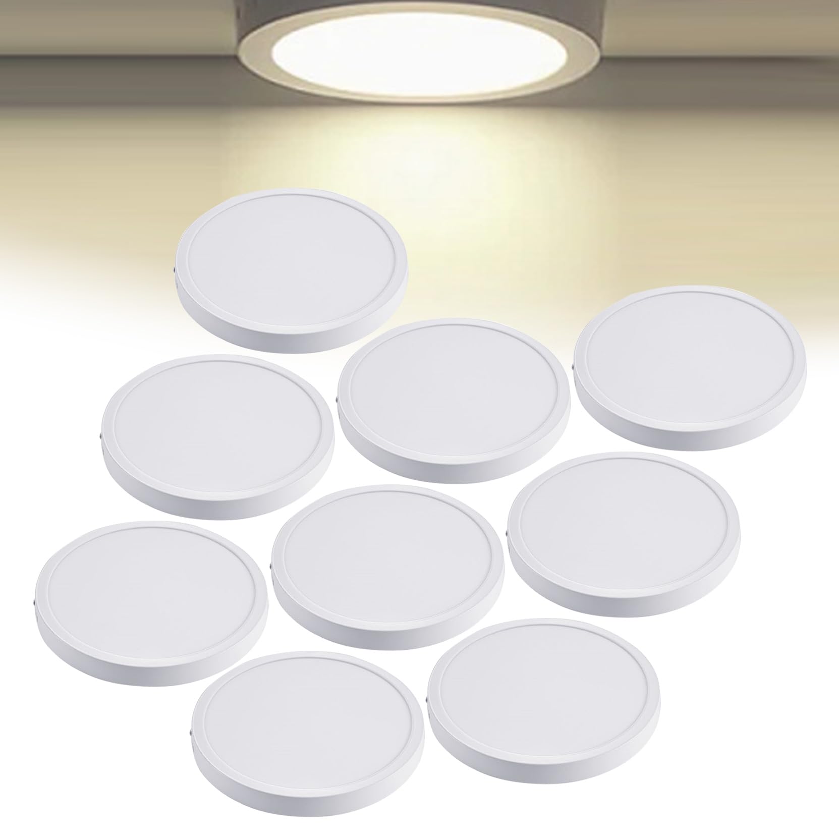 Oświetlenie podtynkowe LED 24 W, wpuszczane, 11,02 cala, do montażu powierzchniowego, 4000 K 1920 lm, ultra cienkie oświetlenie punktowe do biura, kuchni, na werandę, 9 szt