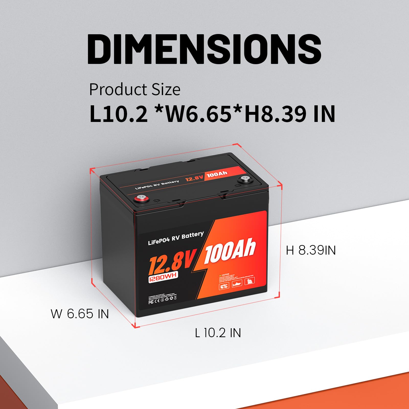 RV LithTime Batterie Lithium 12V 100AH, Batterie LiFePO4 avec Protection à Basse Température, BMS Intelligent, 1280Wh Énergie, pour caravanes, camping-car, système solaire,pêche à la ligne