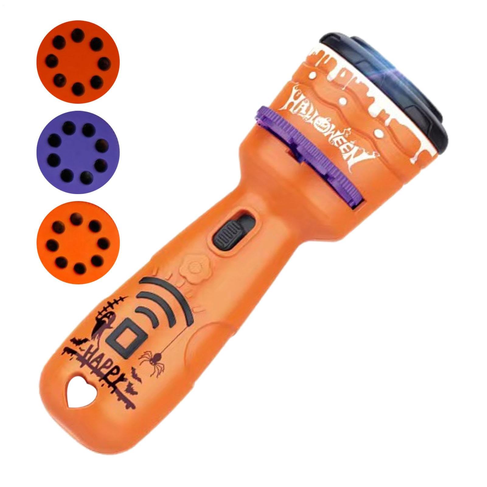 Halloween Projector Torch for Kids - Halloween Flashlight - Hallowe's Accessories | Non-Slip Grip Torch with 24 Interchangeable Spooky Slides, Interactive TrickβOrβTreat Party Favor Toy