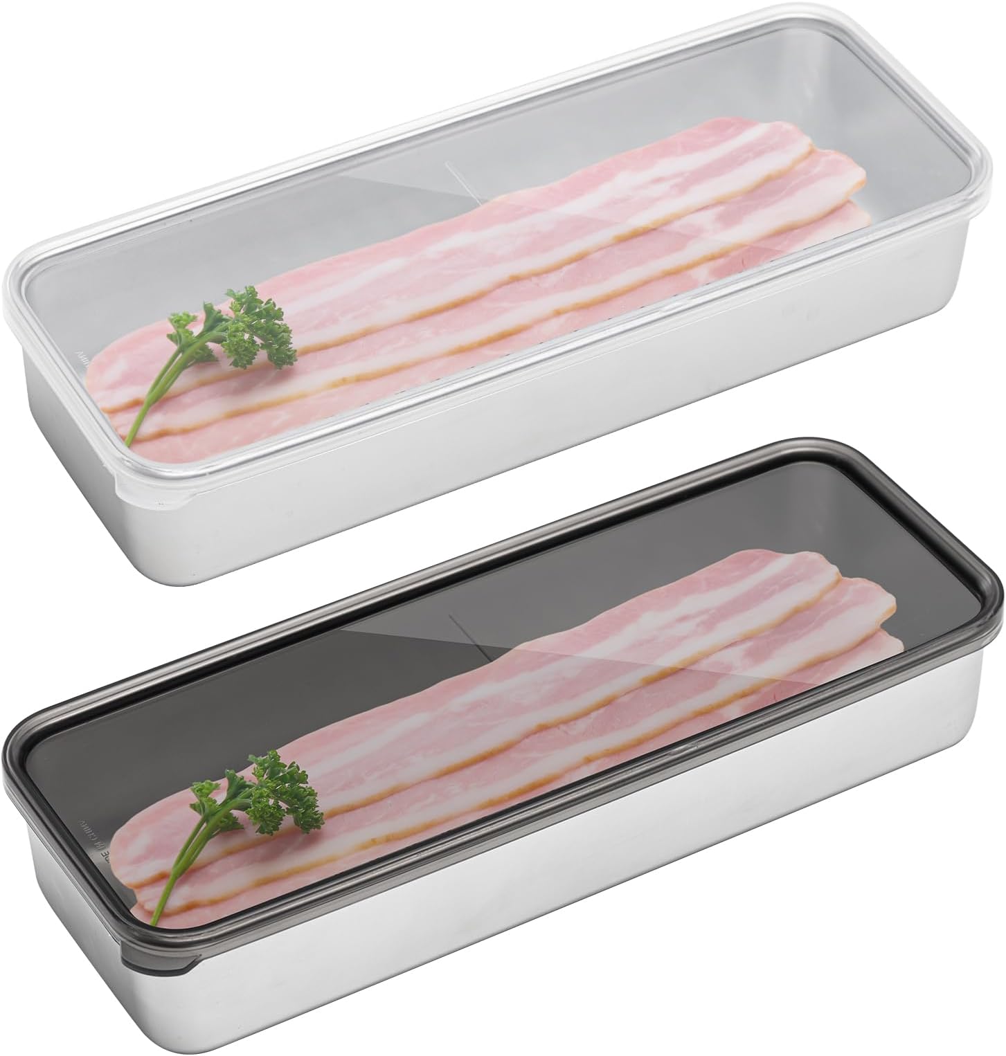 AIEVE Bacon Container for Refrigerator, Stainless Steel