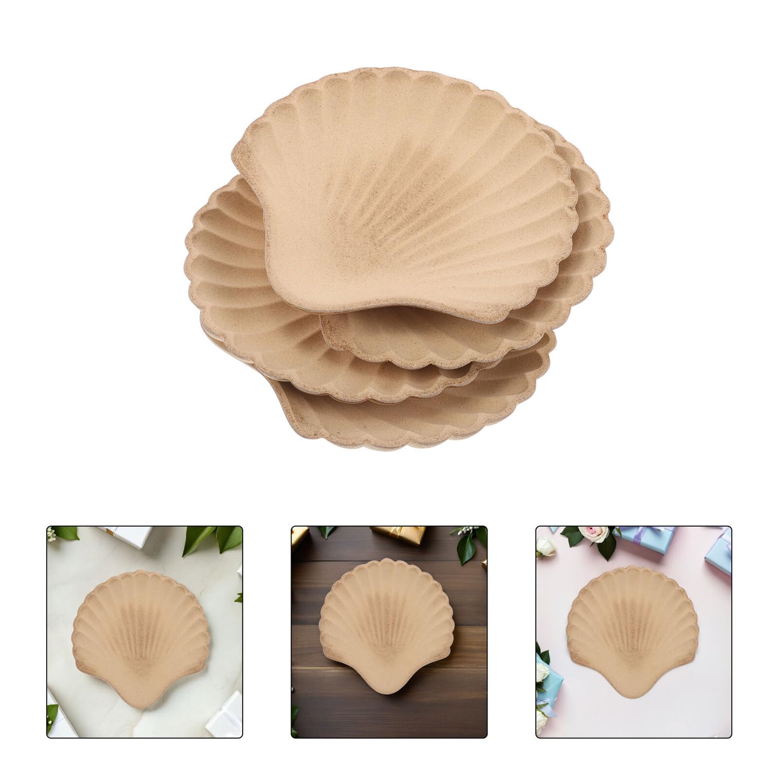 Bandeja de Joyas Forma de Caracola de Madera 4 Piezas