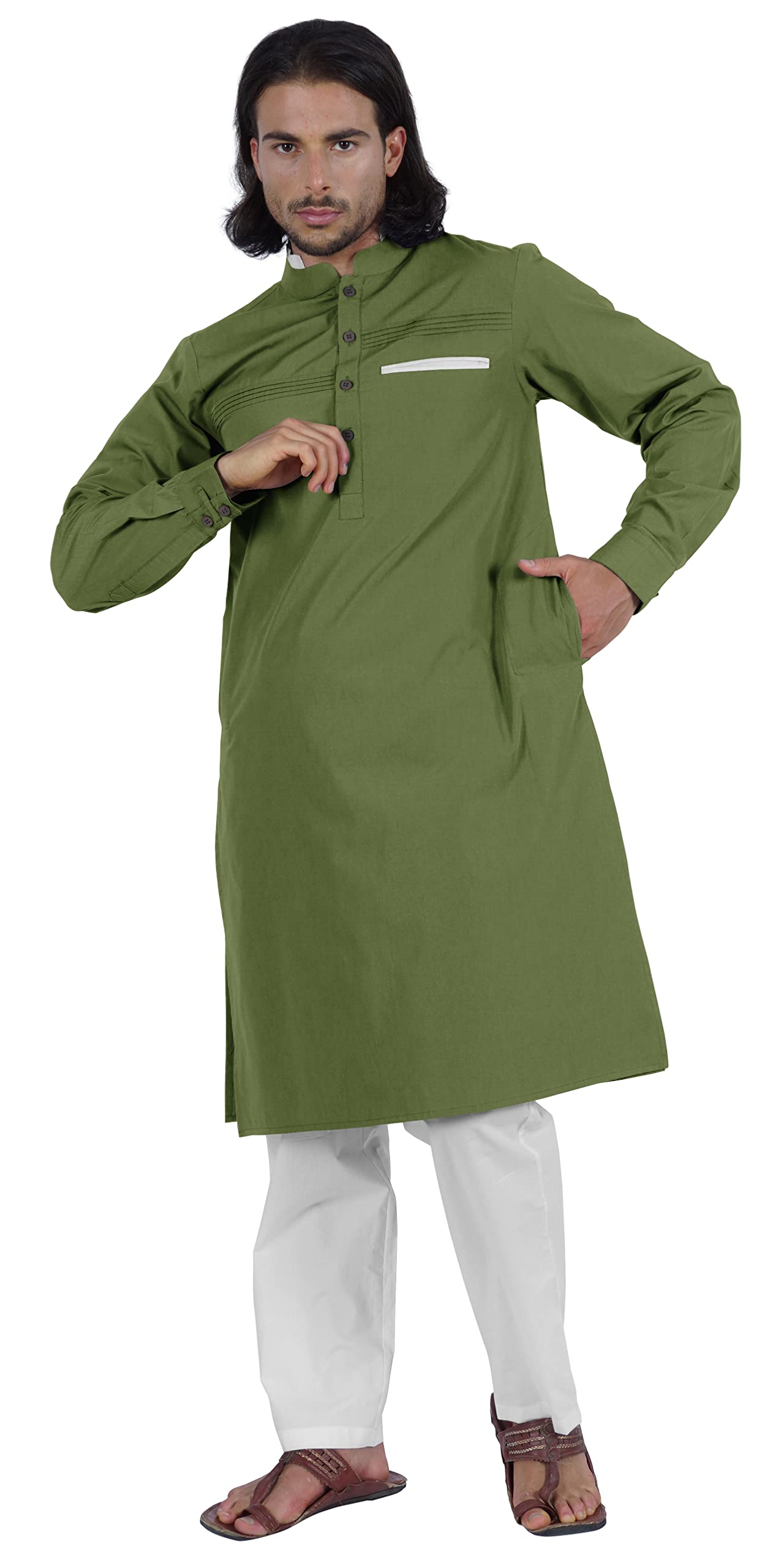 Atasi Herren Henley Welt Tasche Lange Kurta Feste Indische Ethnische Kleidung Für Männer