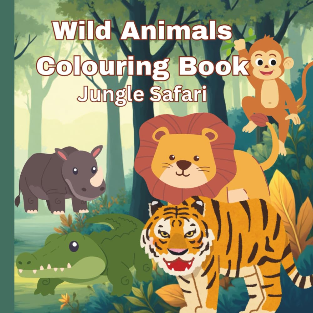 Wild Animals Colouring Book - Jungle Safari: Educational Coloring Pages with Animals and fun facts about them for kids aged between 3-8