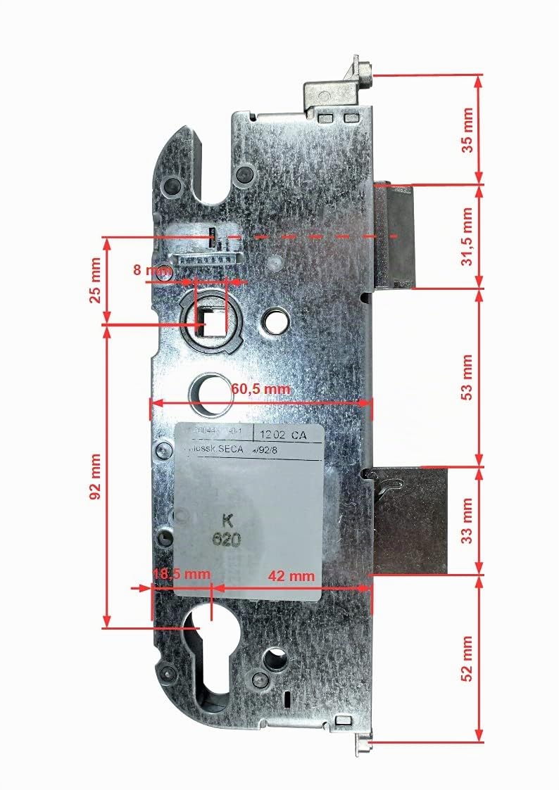 GU Secury Automatic Reparatur Schlosskasten Hauptschloss 6-28475-01-0-1 oder auch K-20044-FF-0-1, Dornmaß: 45mm (42mm) / Entfernung: 92mm, incl. SN-TEC® Montagematerial & SN-TEC® Montageanleitung