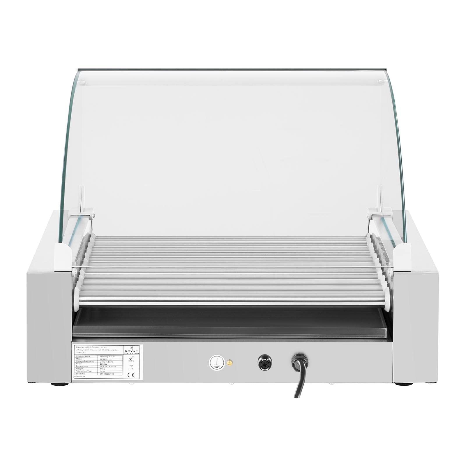 Royal Catering RCHG-11E Asador de perritos calientes 11 Rodillos 1850W 230 V Acero inox