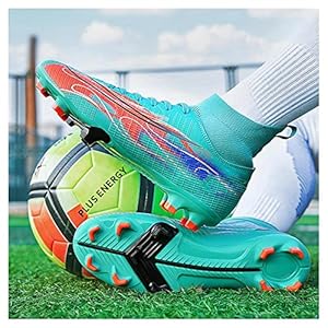 Voetbalschoenen Heren Unisex-voetbalschoenen Voor Jongens Hoge Top Voetbalschoenen Voor Jeugd Professionele Training Indoor Atletische Sneaker,Blue-EU38/24cm