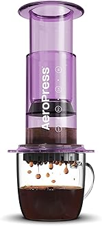 AeroPress Clear Purple Coffee Press - All-in-One French Press, Pour-Over & Espresso Style Manual Brewer, 2 Min Brew for Less Bitterness, More Flavor, Small Portable Coffee Maker, Travel & Camping