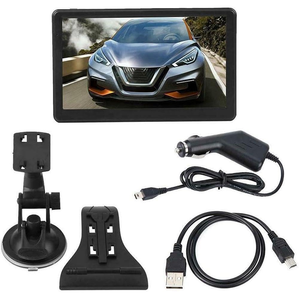 Riloer Navegación GPS Coche, Sistema GPS portátil para Coche de 7 Pulgadas GPS ROM FM USB Recargable, Sistema de navegación Dual 2D/3D, Dispositivos de navegación para automóviles