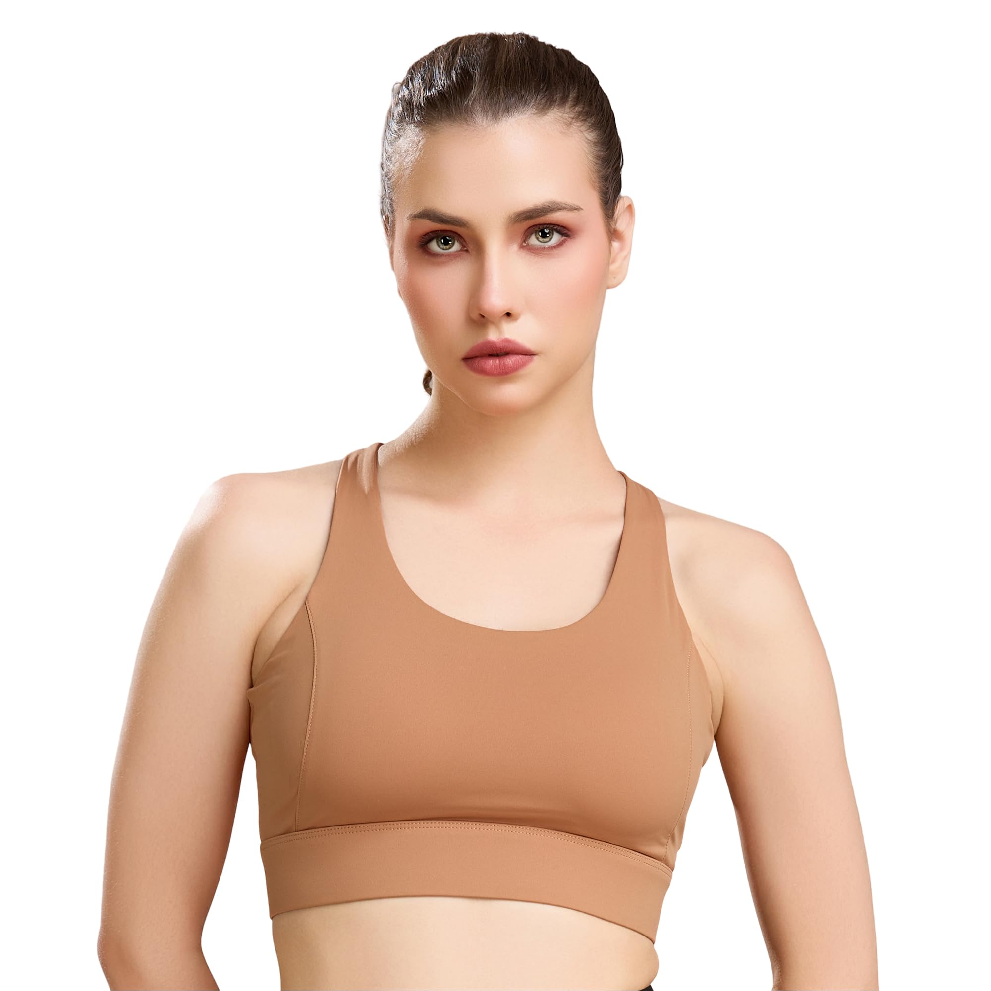 Women's Padded Non Wired Seamless Racerback Sports Bra-image-44