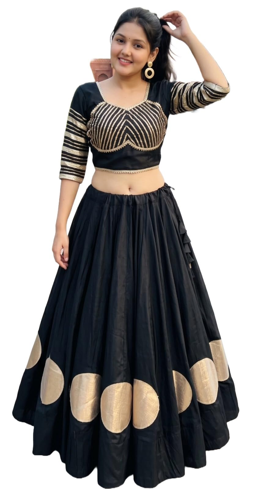 Kapindra Enterprise Pure Roman Cotton Gota Lehenga Choli Fabric-image-39