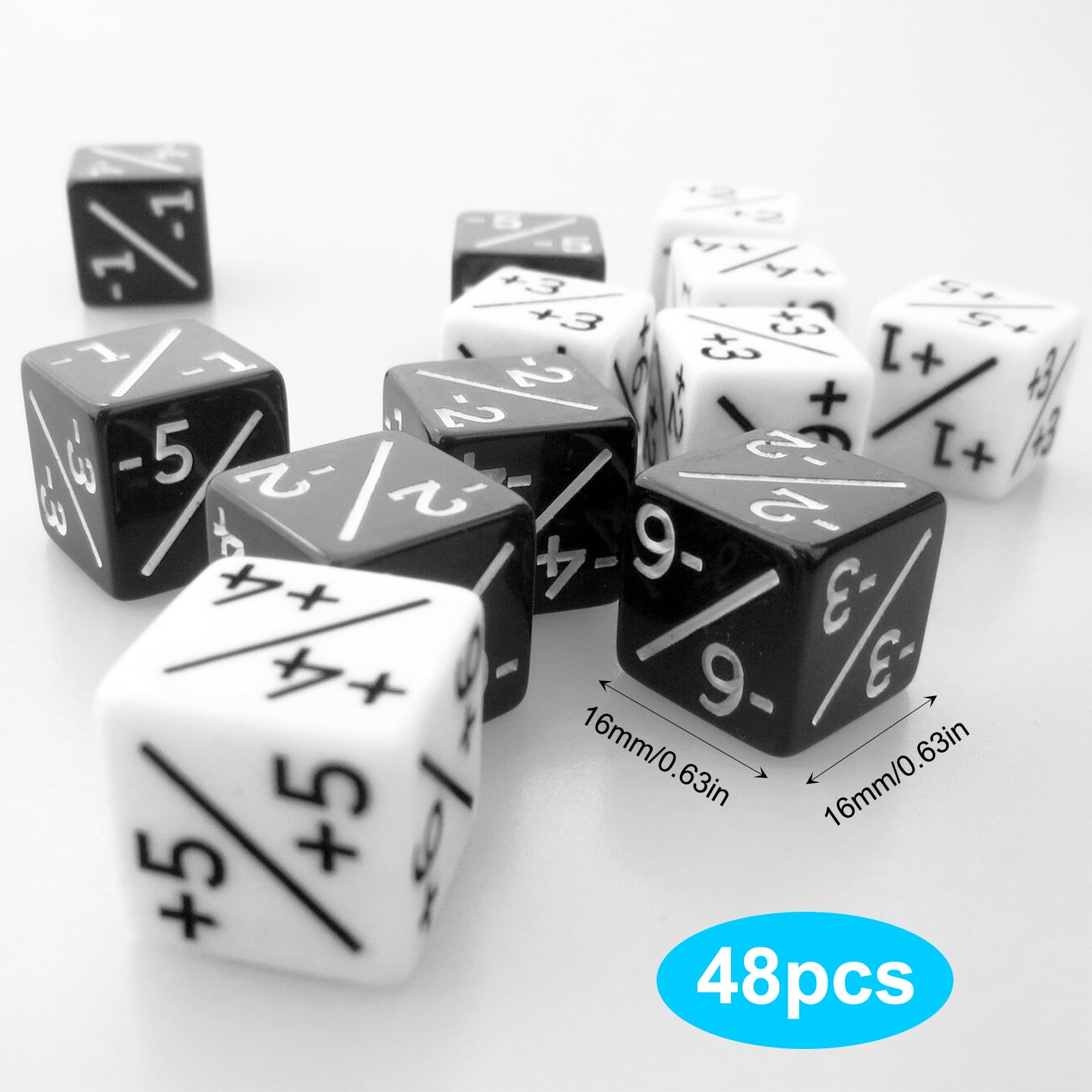 48 Pièces MTG Compteurs de Dés Dés D6 Jeu de Dés de Fidélité Cube Token Dice D6 avec Sacs de Rangement Compatible avec MTG, CCG, Accessoire de Jeu de Cartes