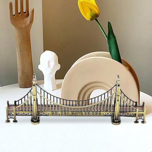Miniatura 3 de VOSAREA Decoración de mesa Golden Gate Bridge Modelo Decoración Arquitectura Puente Estatua Internacional Famosa Arquitectura Esculturas de Puente