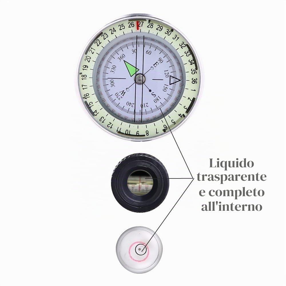 Sportneer Compasso militare da marcia, bussola tascabile professionale, bussola con passante per il trasporto per caccia, escursioni e attività campeggio all'aperto, impermeabile e resistente agli