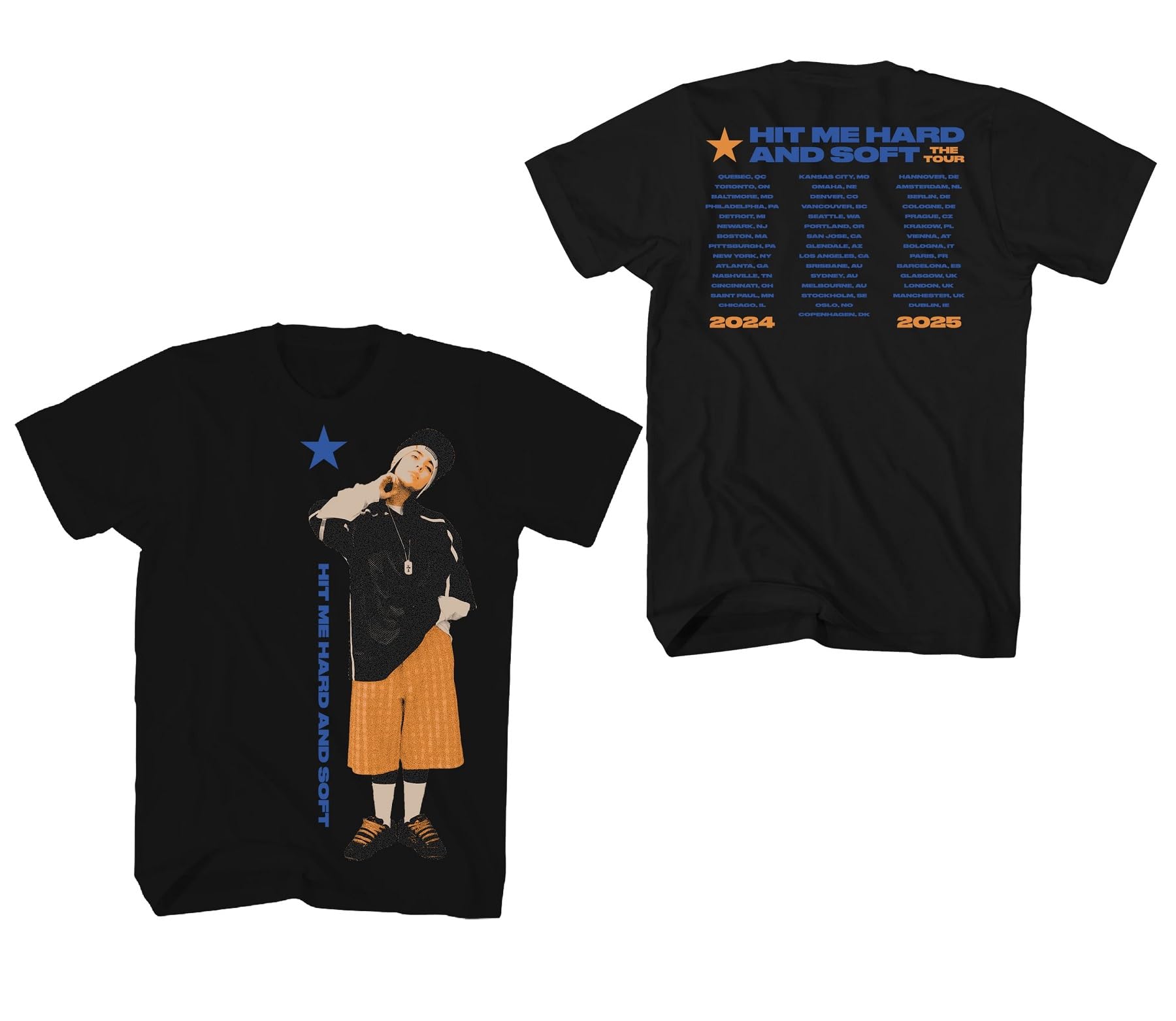 Billie Eilish Men's Hit Me Hard and Soft Star Tour T-Shirt Black