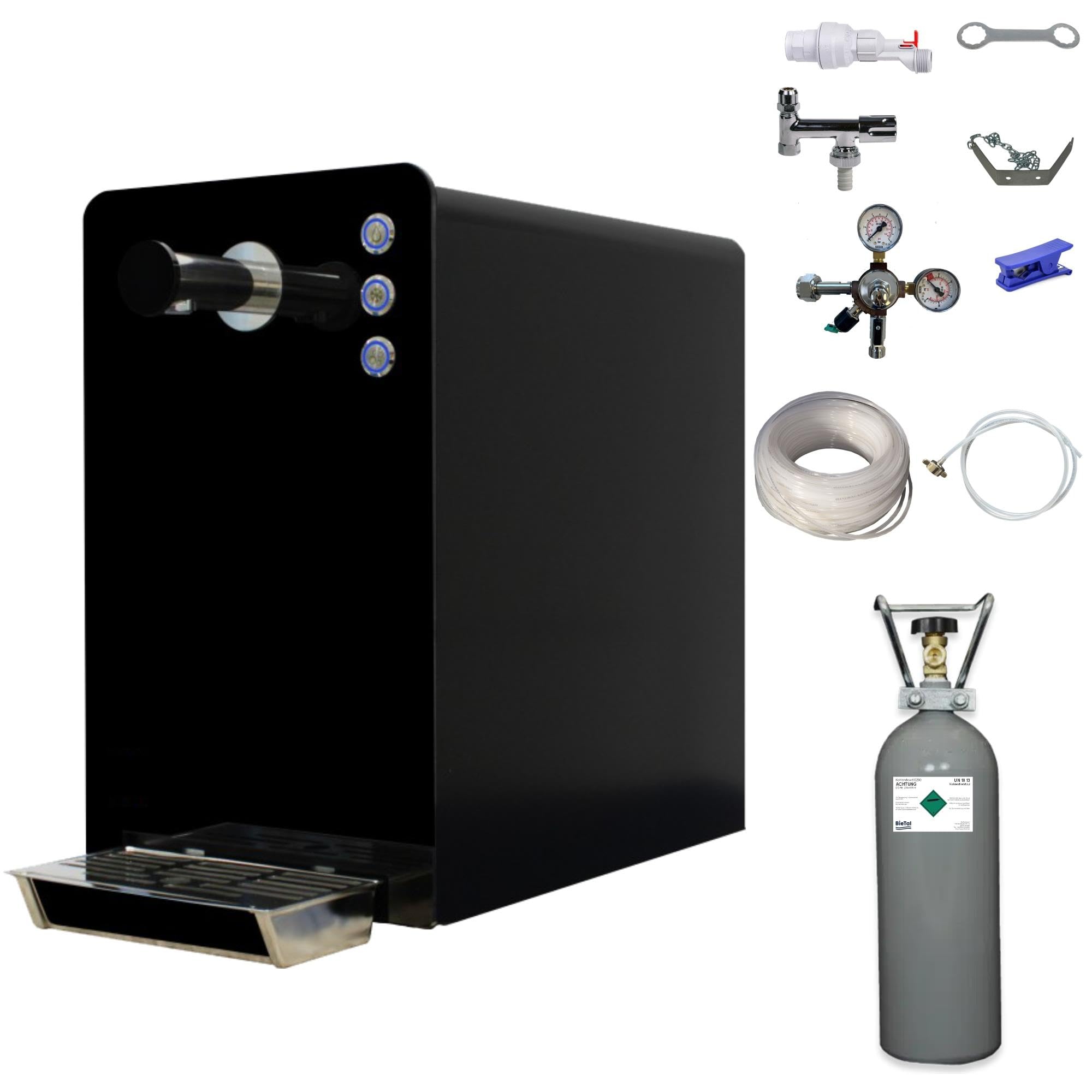 Wassersprudler BT-30 SetTafelwasseranlage mit Kühlung Sprudelwasser Trinkwasser Wasserspender 30 L/h - schwarz