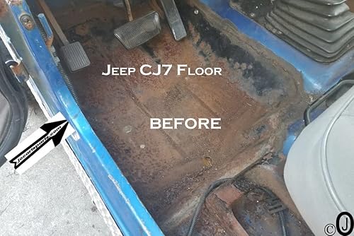 Miniatura 3 de Compatible con Jeep CJ7 cubierta de piso frontal de aluminio con revestimiento de goma negra