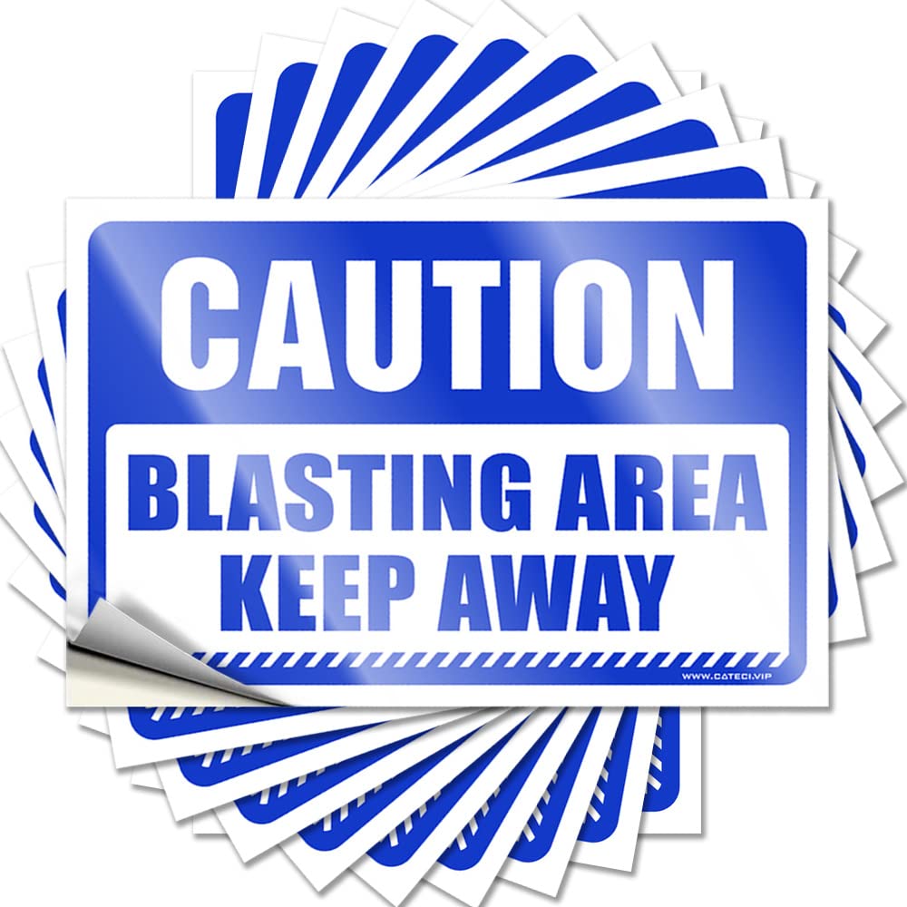 Decals Hat Square Caution Blasting Area Keep Away for Teen - Retro Room Decor Easy Peel Removable(8X12CM)