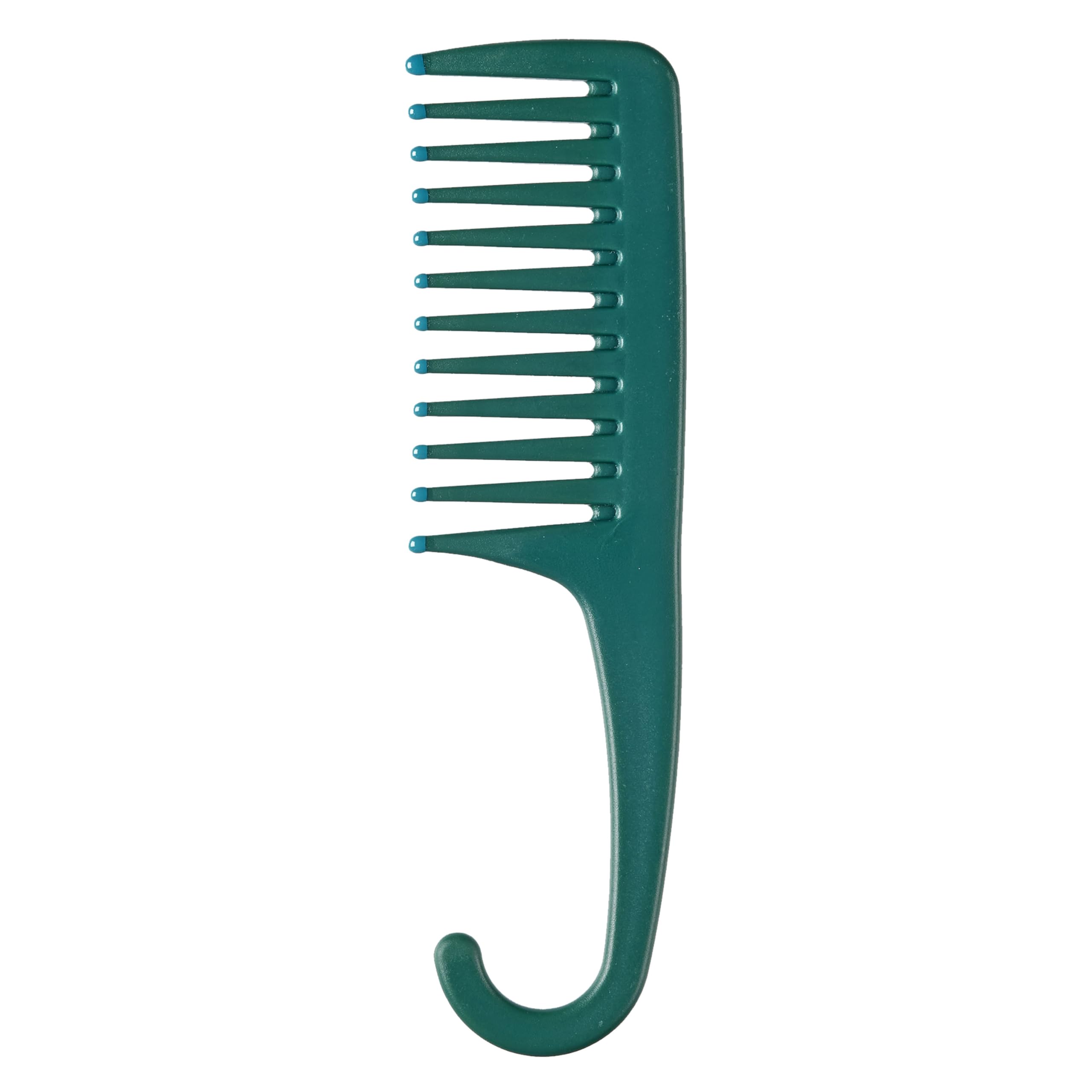 Conair Detangle & Smooth Shower Comb with Hook, Detangler Hair Comb for Women and Men, Wide-Spaced Teeth for Any Hair Type Wet or Dry, Distributes Conditioner, Teal Green