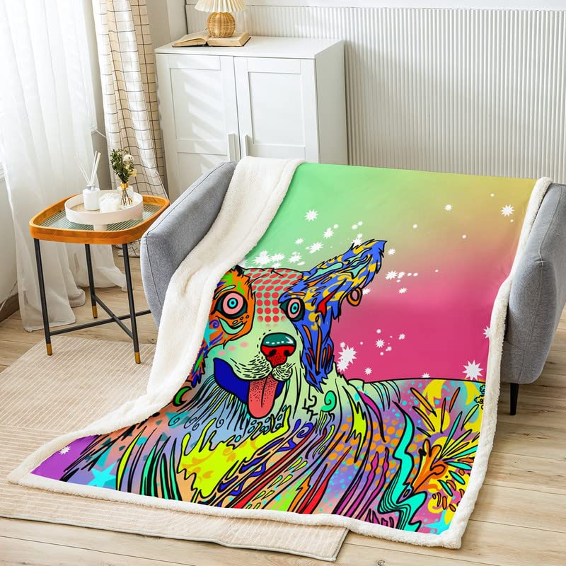 Kawaii Manta de forro polar para perro salchicha Corgi manta de felpa para perro para cama sof? cachorro perro mascota manta Sherpa para regalos para amantes de los perros manta verde y rojo decor