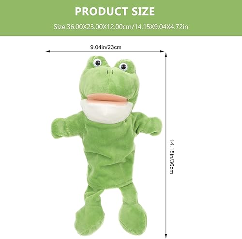 Miniatura 2 de LUOZZY Marioneta de mano de animales de dibujos animados para niños, juguete de peluche suave de rana de peluche para juego imaginativo, juego de