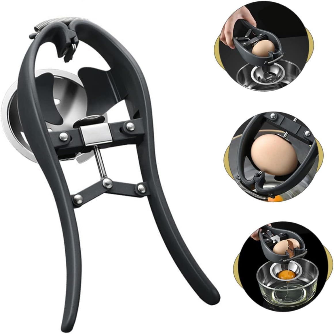ABOOFAN 304 Stainless Steel Eggshell Separator and Opener Handheld Egg Separator for Yolk and Egg White Separation Practical Kitchen Tool for Cooking and Baking