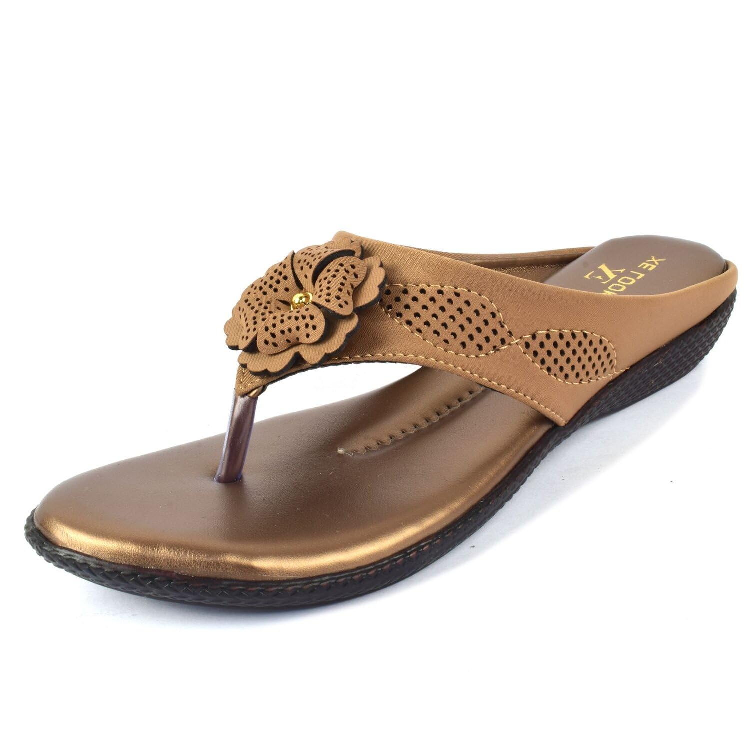 XE Looks Womens Copper Flower Comfort Slippers Sandal (B08P5R45LX) Amazon Price History, Amazon Price Tracker