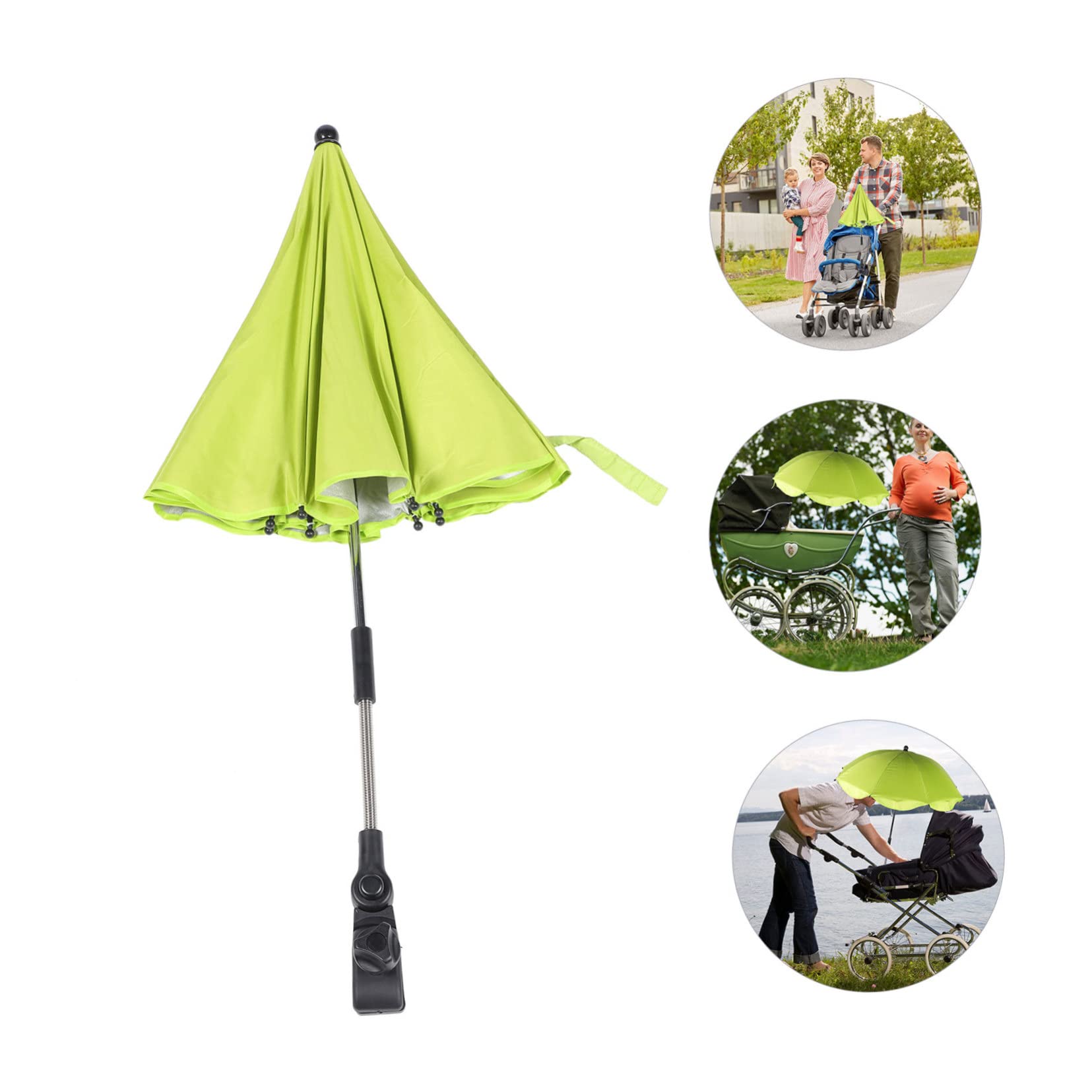 2 Piezas Paraguas De Cochecito Ultravioleta Sombrilla Clip En Parasol Cochecito Paraguas Soporte Para Paraguas Soporte De Abrazadera Para Paraguas Mini Pequeño Carro Green Paño Hoement