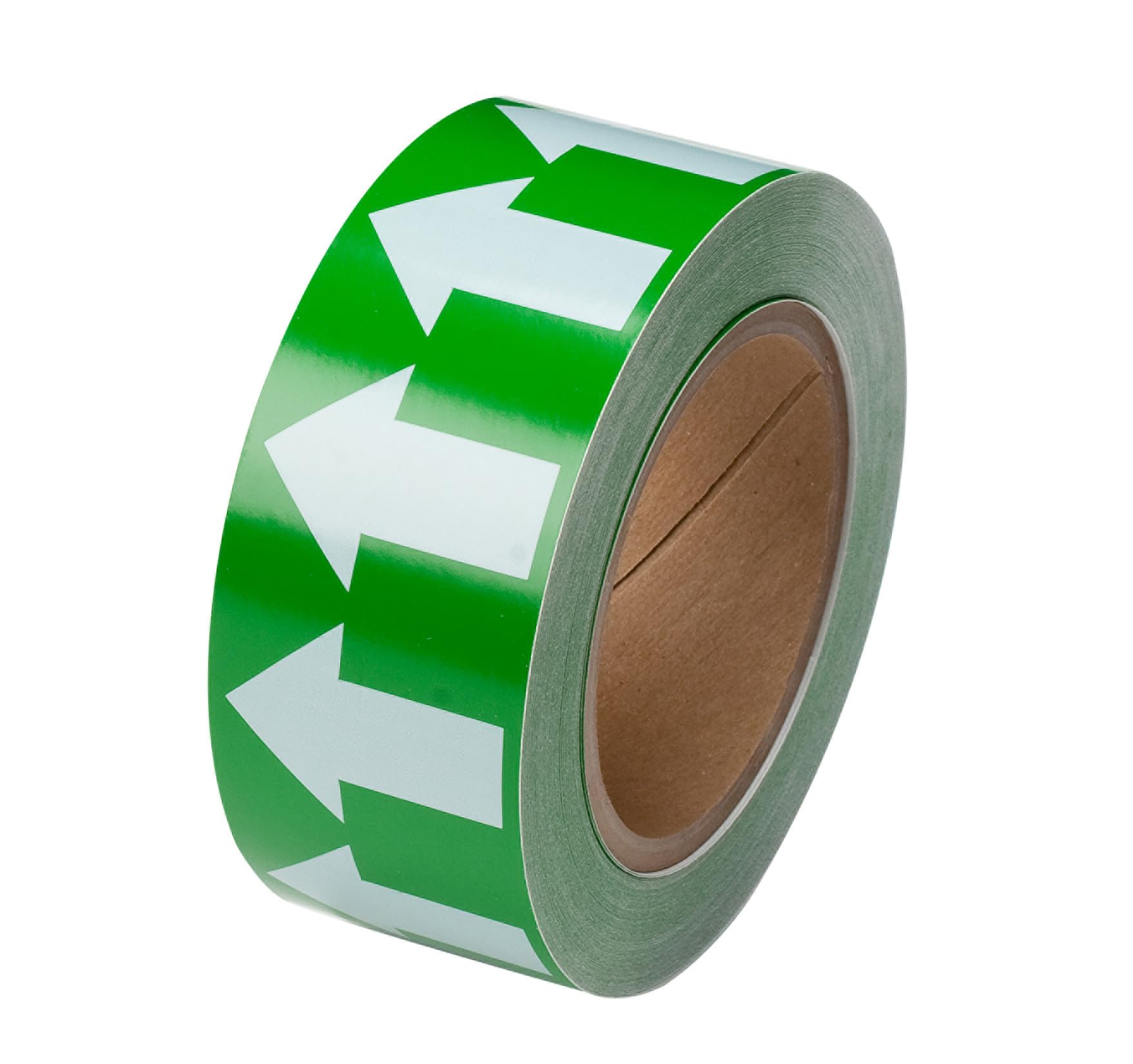 Brady 91421 2" Width, 90' Length, B-946 High Performance Vinyl, White On Green Color Arrow Tape