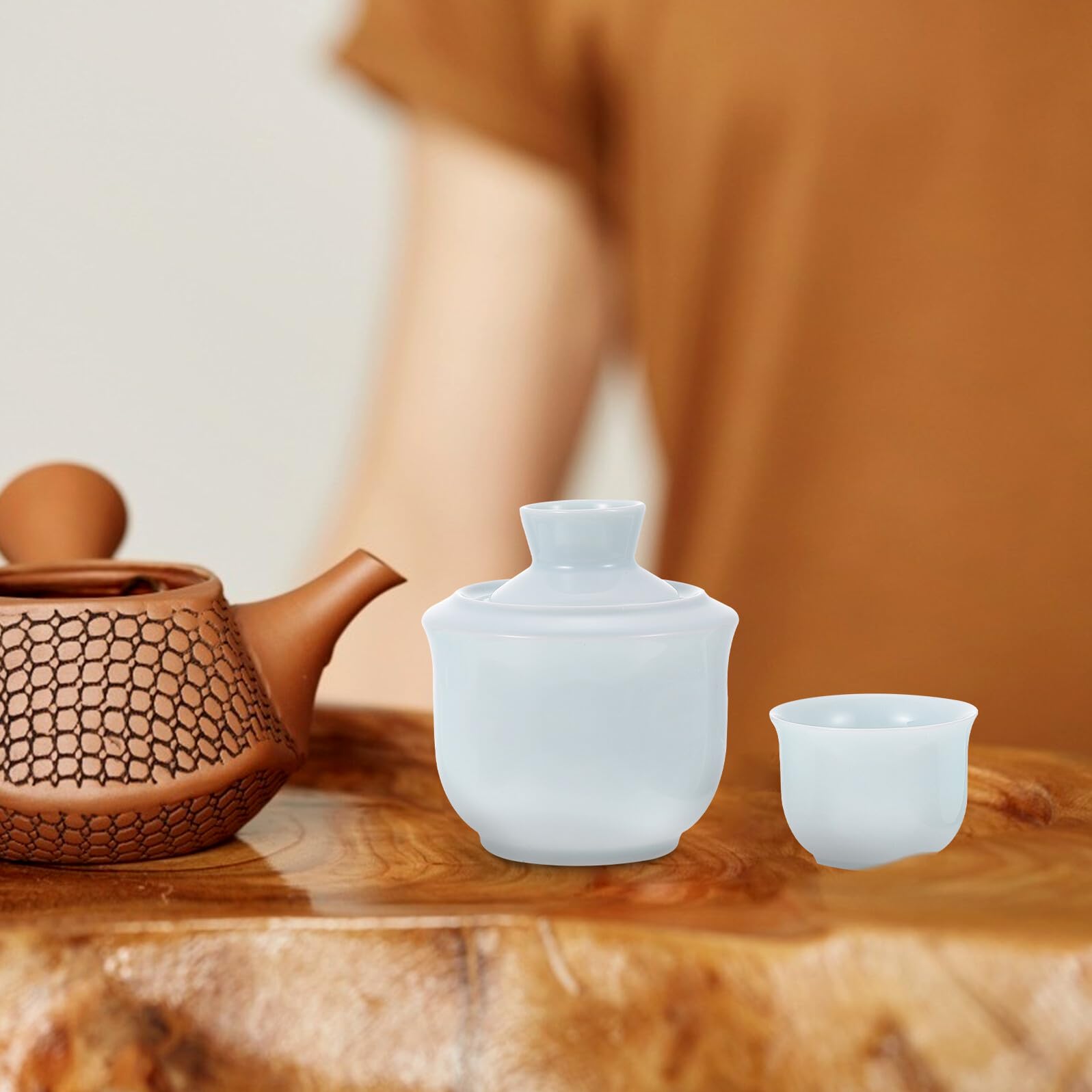 DOITOOL Chinesisches Keramik Weinwärmer Klassisches Design Sicherer Porzellan Liquor Warmer mit Gläsern Geeignet für Winter und Hausgebrauch Stilvoller Stövchen Ersatz