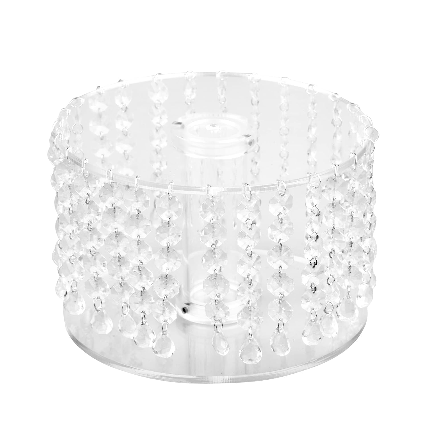 OM KRAFT Acrylic Cake Spacer with Crystal Beads & LED Lights - 6 Inch Round Clear Cake Separator Stand for Tiered Cakes, Wedding Cakes, Birthday & Party Decoration (6 x 4 Inch) 3