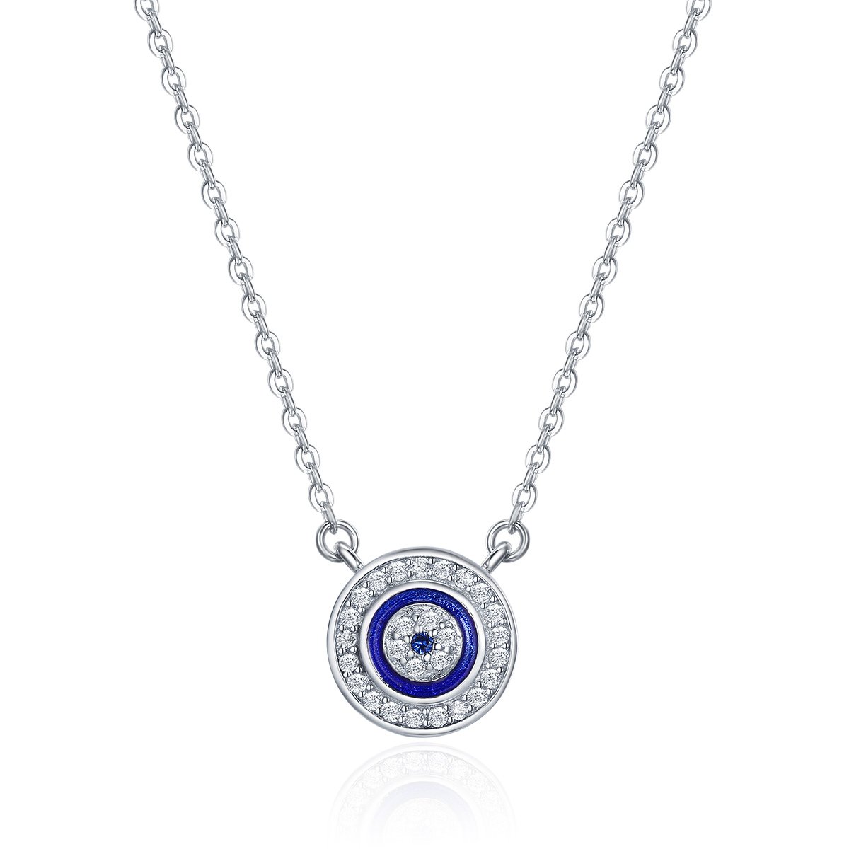 BISAER925 Sterling Silver Blue Evil Eye Bracelet with Cubic Zirconia Hamsa Adjustable Chain Bracelets for Women