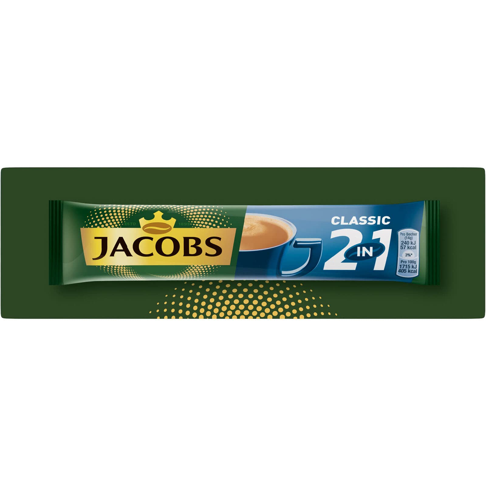 Jacobs Kaffeespezialitäten 2 in 1, 144 Sticks mit Instant Kaffee, 12 x 10+2 Getränke, Nur für kurze Zeit