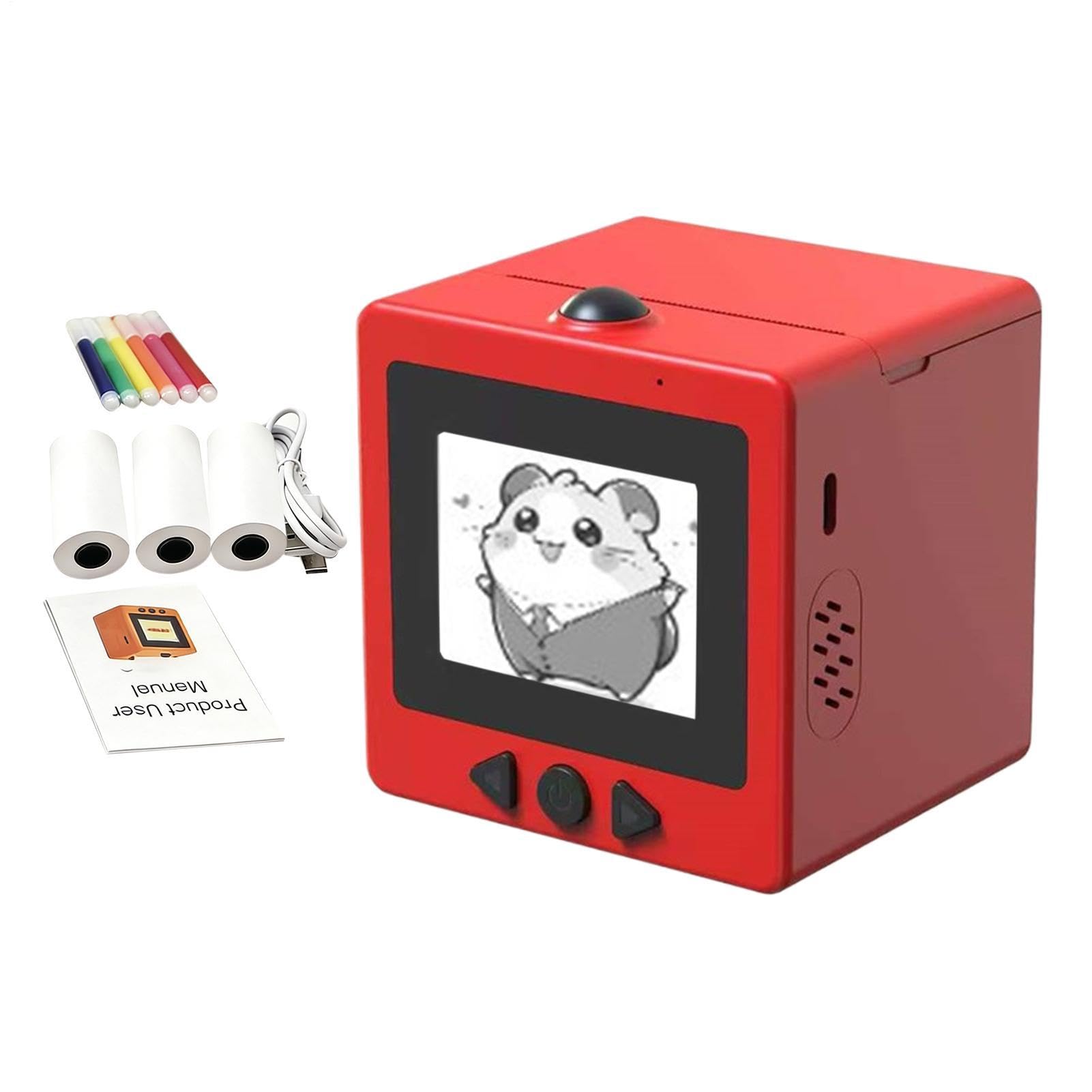 Mini Impresora Termica, Impresora De Pegatinas Inteligente con IA Y Control por Voz, Impresoras Portátil Sin Tintas con 3 Rollos Papel & 5 Bolígrafos, Educativa IA para Hogar Oficina Estudio DIY