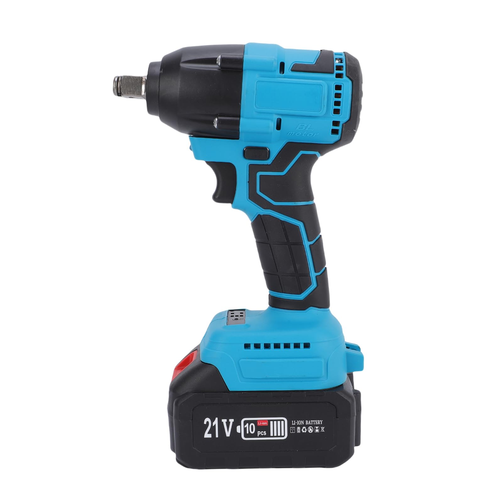 Potente Juego de Llaves de Impacto 21 V, Diseño Liviano para Mantenimiento Cortacésped, Llave Impacto 400 Nm con Enchufes y Baterías (2 baterías y 1 cargador Enchufe europeo 100-240V~)